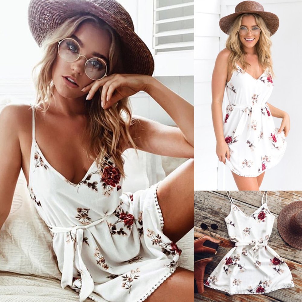 Summer Boho Spaghetti Suspender Dress - Picture 6 of 8